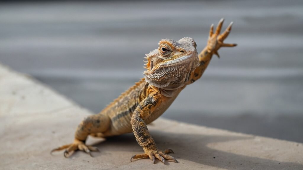 Image of Bearded Dragon Waving Arm.