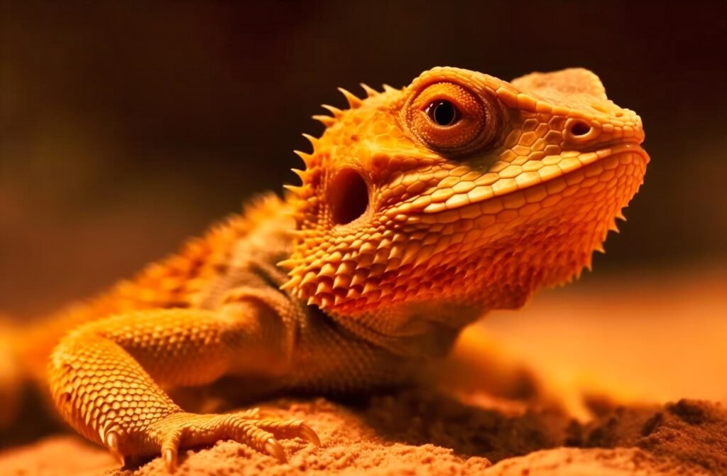 Photo of a Red Bearded Dragon on ground.